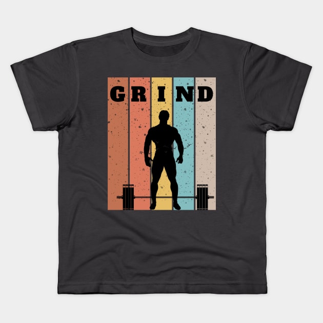 GRIND GYM MOTIVATION Kids T-Shirt by Stoiceveryday